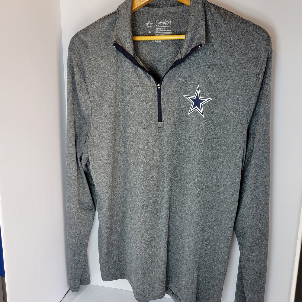 Dallas Cowboys Authentic Mens Large Gray Heathered 1/4 Zip Pullover RN122757